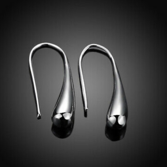 Simple Drop Earrings 925 Silver Earring A Pair/set - Picture 4 of 8